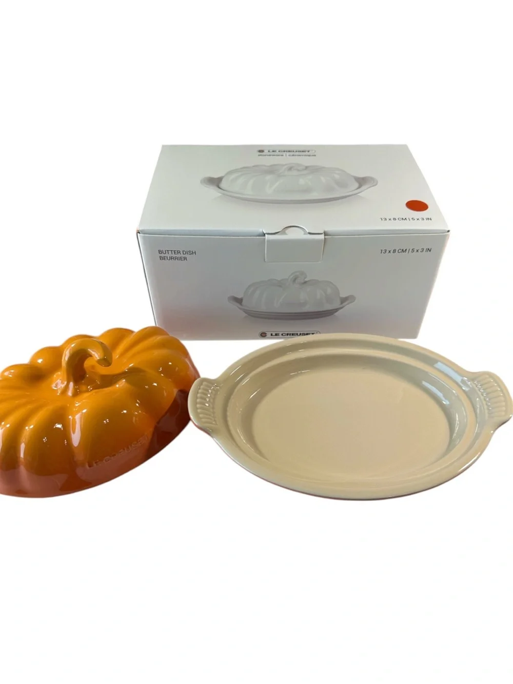 Le Creuset CERAMIC PUMPKIN BUTTER DISH with Lid - MARRONNIER 5”x3”